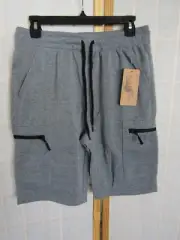 NWT Sandia Peak Mountain Co Heather Grey Cotton Bld Drawstring Knit Shorts Men S
