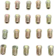 20 Pcs Brake Line Fittings Assortment M10x1.0, Sturdy Metal with 3/8 Inch Threads, Compatible with 3/16 Inch Pipe, Fit for Various Vehicles with Double Size, Antique Bronze, for