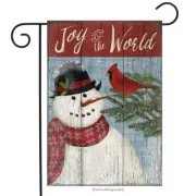 BRIARWOOD LANE Sleeved Garden Flag 12.5x18 JOY TO THE WORLD SNOWMAN Cardinal NEW