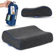 Marcolumb Travel & Camping Comfortable Memory Foam Pillow – Easy to Carry Portable Bag – Temperature Regulating Pillow Case - Perfect for Travelling, Grey Contour