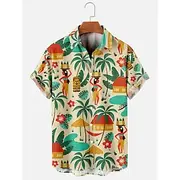Retro Vintage 1960s Hippie Hawaiian Shirts Hippie Disco Men's Pride Parade Pride Month Adults' Shirt