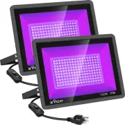 2 Pack 100W LED Black Light, Blacklight Flood Light with Plug and Switch, IP66 W