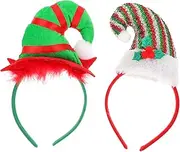 [HAWILLOSCH] 2pcs Christmas Headband Hat Headband Christmas Hat Headbands Christmas Hat Toppers Headbands Xmas Caps for Kid Headband Christmas Party Headwear Bonnet Cotton