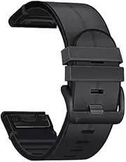 Fleshy Leaf 26mm Band Compatible for Garmin Fenix 7X / Fenix 6X / Fenix 5X Watch Band, Quick Easy Fit 26mm Soft Genuine Leather Hybrid Silicone Sweatproof Wristband Strap for Fenix 5X Plus,Tactix Delta,Fenix 3,Enduro