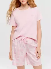 BNWT Peter Alexander Hearts Flowers Pink Check Short Set Size L Ladies