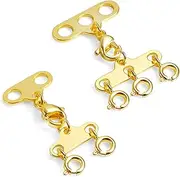 [ASH'S CHOICE] Necklace Layering Clasps 14K Gold Necklace Separator for Layering Connectors for Multiple Necklaces（2 PCS）