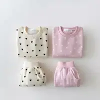 在飛比找蝦皮商城精選優惠-韓國童裝 套裝 嬰幼兒長袖套裝 女寶寶冬裝大學T套裝 純棉 
