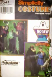 8641 Vintage UNCUT Simplicity Pattern Halloween NO SEW Costume FF Witch Ninja FF