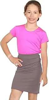 [Janisramone] Girls Midi Skirt Plain Elastic Waist Stretchy Bodycon Tube Kids Casual Party School Pencil Skirt