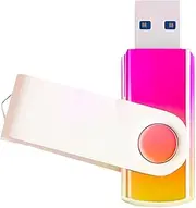 128GB USB 3.0 Flash Drives Golden Pink Gradient Color USB Memory Stick Wholesale Bulk Swivel Design Thumb Drive for Data Storage (Golden Pink)