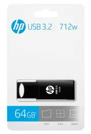 HP 712B 64GB USB 3.2 Flash Drive Memory Stick Thump Key External Storage Capless Sliding Design Compatible with Windows 10 11 Mac (>16GB/32GB)