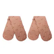 2x Belle Tuft Cotton Double Oven Glove 90x18cm Cooking Mitt Pot Holder Rose Dawn