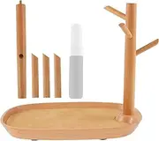 Wood Key for Entryway Table Elegant Key Holder Bowl with 3 Stand Hanging Organizer Nonslip Jewelry Space Saving Catchall Entryway for Rings Phone Bracelets Watches