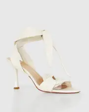 [Belle & Bloom] Bad Liar Leather Tie Heeled Sandal - Cream