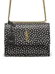 Saint Laurent Sunset Medium in Smooth Polka Dot Leather