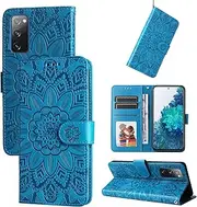 Compatible with Samsung Galaxy S20 FE 5G Cover,Compatible with Samsung Galaxy S20 FE 4G / S20 Lite 4G [TPU+PU Leather] Card Slot Flip Kickstand Case Blue