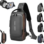 [Generic] New Carbon Fiber Streamline Anti-Theft Sling Bag, Sling Bag USB Charging Portable SlingBackpack Waterproof for Men Women