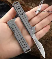 EDC Folding Utility Knife Scalpel Blade Outdoor Survival Pocket Keychain Tools