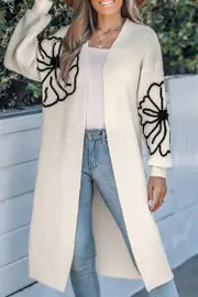 Cupshe Ivory Floral Long Sleeve Duster - Off White/Ivory,XL