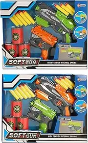 ACP Toys EVA Foam Bullet Gun with Target and Accessories in Box, 27 x 35 cm Size (13-Pieces, Pack of 2)