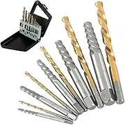 YUENTOEN 10 Piece Screw Extractor Kit, Cobalt HSS Left Hand Drill Bits Set, Ez Out Stripped Screw Set for Removing Broken Bolt and Rounded Nut