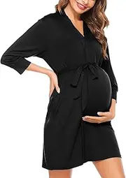 [SWOMOG] Women's Maternity Nursing Robe Pregnancy Hospital Breastfeeding Bathrobes 3 in 1 Labor Delivery Nightgowns