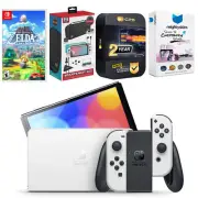 Nintendo Switch White OLED + Legend of Zelda Link's Awakening + Accessory Kit
