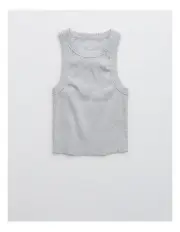 [Aerie] Free Spirit Ribbed Tank Top in Medium Heather Gray