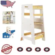 Height Adjustable Kids Step Stool - Safe Montessori Design for Growing Children