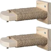 Cage Mounted Cat Climbing Steps, Wood Cat Jumping Ladder, Set of 2 Wood Space-Saving Kitten Paw Grinding Stairs, Pet Jumping Shelves for Wall Cage