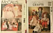 McCall's Crafts 3139, 7192 Lot Rag Dolls Doll & Clothes Patterns