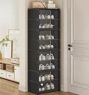 9 Tier Shoe Rack,Standing Shoe Storage Organizer with Transparent PET Dust-Proof Doors & Magnetic Closure,Shoe Shelf for Porch, Entryway, Garage