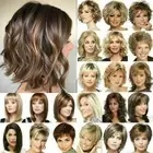 Ladies BOB Short Curly Straight Wig Natural Brown Blonde Wavy Hair Full Wigs^