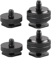 Camera Tripod Adapter Mount Kit 1/4 to 1/4 Screws, 1/4 to 3/8 Converter Thread Screw, Hot Shoe Male or Female Screw Set for Tripod Monopod Flash Plate Mount(4pcs Single Double Layer Screw)