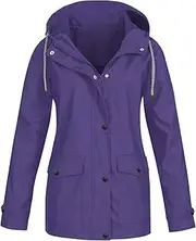 [ZEFOTIM] Waterproof Jackets For Women With Hood Lightweight Casual Anorak Travel Hiking Coats with Pockets 723