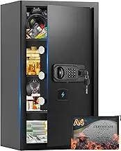6.2 Cuft Large Fireproof Safe Box, Home Safes Water and Fireproof, Digital Security Document Safe with 3 Removable Shelves, Programmable Keypad and Led Light, Safes for Money Jewelry Valuables