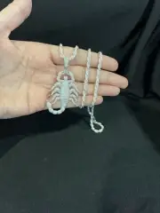 925 Sterling Silver Men Women CZ Scorpion Scorpio Alacran & Rope Chain 20