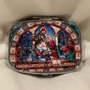 Nativity Scene Christian Travel Pill Box 2 Compartment Medicine Pill Case NEW
