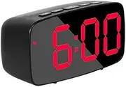 Smart Digital Alarm Clock Bedside,Red LED Travel USB Desk Clock with 12/24H Date Temperature Snooze for Bedroom,Black
