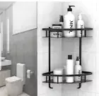 Shower Caddy Corner, 2 Tiers Shower Organizer No Drilling Shower Shelf with Hook