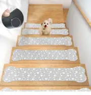 Stair Tread for Wooden Steps Rubber Backing Bone Shape Safety Mat Non Slip