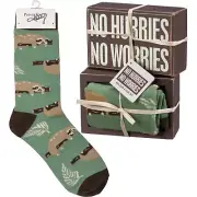 No Hurries No Worries Socks & Box Sign Gift Set - Primitives by Kathy