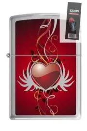 Zippo 6833 heart and wings brushed chrome DISCONTINUED Rare Lighter + FLINT PACK