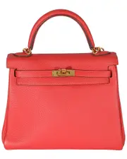 Herms Red Leather Retourne Kelly 25 GHW (Authentic Pre-Loved)