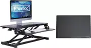 Standing Desk Converter and Floor Mat - 31.5 Inch Sit Stand up Dual Monitor Tabl