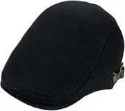 [JEWEDECO] Adjustable Vintage Beret Peaked Cap Men's Woolen Beanies Hat for Autumn Black