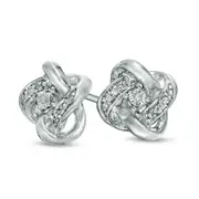 Diamond Accent Love Knot Stud Earrings in 10K White Gold