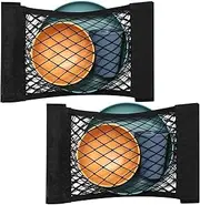 TOBWOLF 2PCS 25x40cm / 9.8x15.7in Universal Mesh Cargo Net with Tape Stickers, RV Storage Mesh Net, Elastic Car Storage Net RV Netting Pocket, Wall Sticker Add on Pouch Bag for RV, Car Trunk