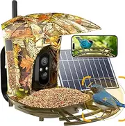 Smart Bird Feeder with Camera+7W Solar Panel,180°Wide View 1080P Auto Capture Bird Video&Motion Detection,AI Identify 11000+ Birds,Bird Feeder Camera Ideal Present for Bird Lover(MapleLeaf)