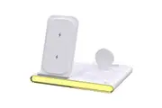 Mobile Phone Wireless Charger 3 in 1 Charger iPhone/ Apple Watch / AirPods Foldable LED Light Fast Charging 3 Devices Charged Simultaneously(white)